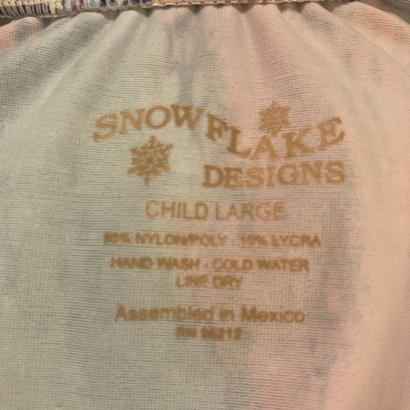 EUC Snowflake Designs Girls Leotard PINK & BLUE Metallic Child Large Gymnastics - Picture 6 of 6